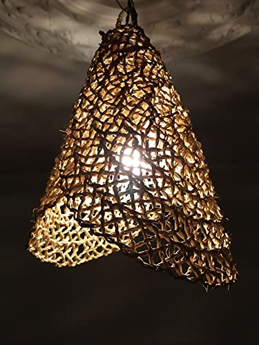 Suspension paille, suspension Light, Boho light petit modèle en raphia, Suspension en paille tressée forme parasol, raffia lamp