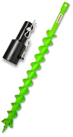 WERHE® Profi Bohrer VollStahl, Erdbohrer für bohrmaschine 60 mm Doppel-Welle extrem robust mit Stihl Adapter - Pfahlbohrer Brunnenbohrer präzise Bohrspitze.