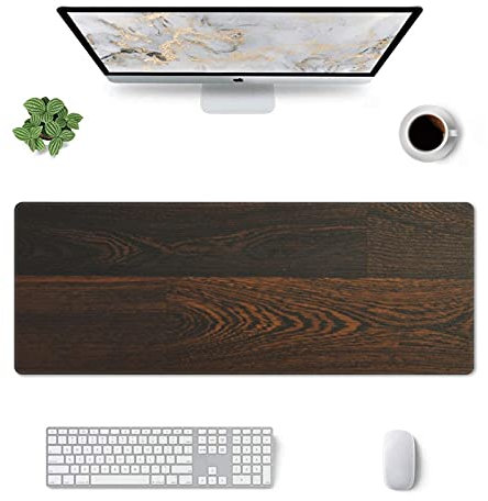 Tapis de souris de jeu en bois XL - Grand tapis de souris long et long - Antidérapant - En caoutchouc - Avec bords cousus - Pour ordinateur portable, maison, bureau - 80 x 29 x 0,3 cm