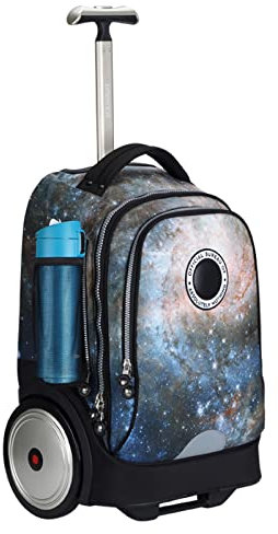 UNIKER Trolley Rucksack mit Rollen für 14-Zoll-Laptops, Koffer und Aktentasche mit Rollen, Büchertasche mit Rollen für Oberschüler, Trolley-Schultasche, Schwarzer Roller-Rucksack