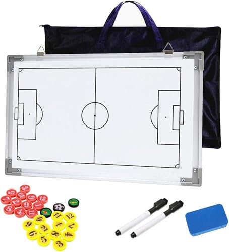CHSEEO Große Fußball Taktiktafel inkl, mit Whiteboard-Stifte, Whiteboard Schwamm, Ersatzmagnete Taktiktafel, Beidseitiger Druck wiederverwendbar für Verbesserte Laufwege der Spieler