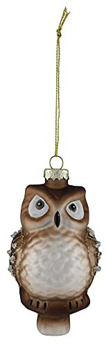 Christbaumschmuck Eule Glas 12cm Weihnachtsbaumschmuck Anhänger Christbaumkugeln, Farbe:Braun
