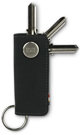 GARZINI Key Organizer Leder, Schlüsselanhänger Auto mit Schlüsselring, Etui aus echtem Leder für 7 Schlüssel, Herren Geschenk in eleganter Verpackung, Carbon Black