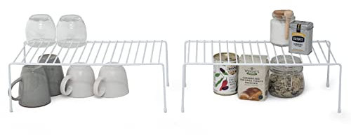 simplywire - Kitchen Cupboard Organisers – Pack of 2 Storage Shelves – White