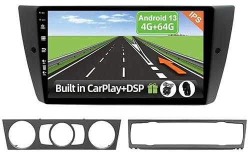 YUNTX Android 13 [4GB+64GB] Radio für BMW E90/E91/E92/E93 3 Series(2005-2012)-[Eingebautes CarPlay/Android Auto/DSP/GPS] -Kostenlose Kamera&MIC-DAB/Lenkradkontrolle/360 Camera/GPS/2 Din/USB/WiFi