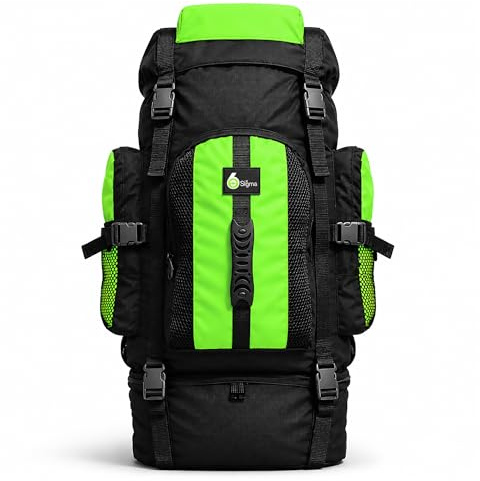 SiXsigma Sports 120L Extra Large Travel Camping Accessories Backpack - Quick Dry Large Rucksack For Camping, Fishing Backpack & Hiking Bag - Ideal Hiking Rucksack For Men & Women (120L, Green)