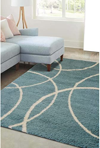 Modern Style Rugs Cosy Shaggy Bubble Design Soft Blue Rug, High Pile Rugs for Living Room, Bedside, 160x230cm (5ft 3 inch x 7ft 7 inch)