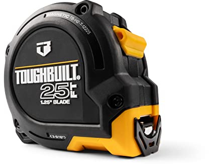 ToughBuilt - 25' ProBlade™ Tape Measure w/Blade Control Features, Easy-to-Read 1.25” Width Blade w/Double-Sided High Contrast Markings - (TB-H2-T-12225)