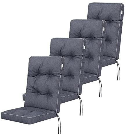 shivler Gartenstuhlauflage Gartenstuhl Auflage ÖKOLEINEN Stuhlkissen Stuhl Sitzauflage Kissen für Gatrenstuhle Sessel Sitzkissen (4 Stck., Dunkelblau)
