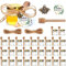 MAOOY 30 Pièces Mini Pot de Miel Hexagonaux de 45 ml, Petit Pot Confiture+Cuillère à Miel+Étiquettes en Eucalyptus+ Breloques Abeilles+20m Corde de Chanvre Pour Fête Prénatale Mariage et Fête