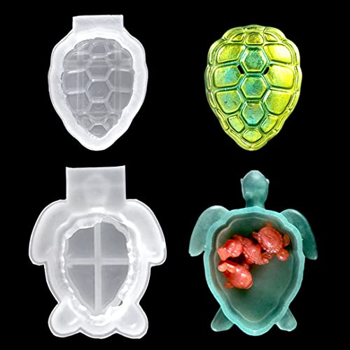 Zayookey Aufbewahrungsbox Silikonform, Schildkröten Schachtel Epoxidharz Formen mit Deckel, Storage Box Resin Mold 3D Resin Gießform Schmuckbox Harzform für DIY Kunsthandwerk Blumen Topf Dekoration