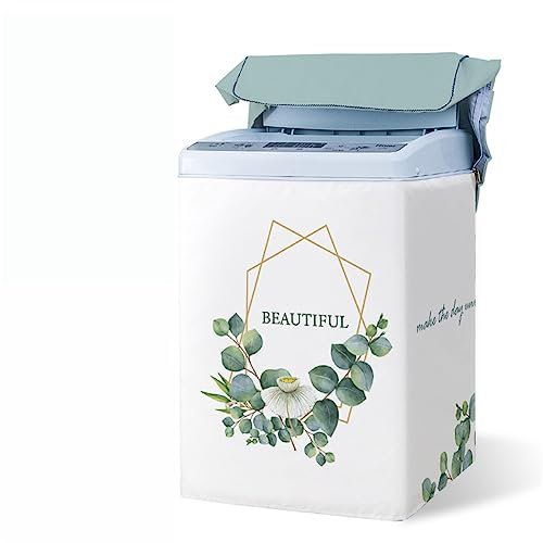 Odot Housse de Protection pour Machine à Laver Chargement par Le Haut, Couvre-Machine Protecteur Anti-Poussière Couverture pour Machine Sèche-Linge et Lave-Linge (XL,Eucalyptus)