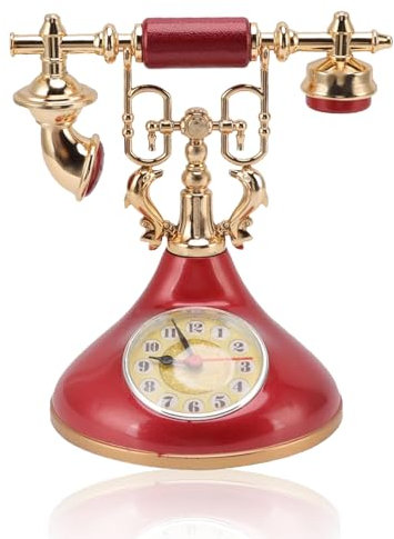 HERCHR Vintage-Telefonuhr, Einzigartiger, Eleganter Retro-Telefonwecker, Altmodisches Telefon-Tischuhr-Modell Für Zuhause, Café, Büro(YF020-3)