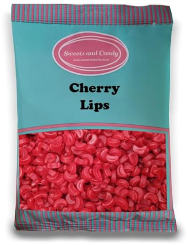 Sweets and Candy® Cherry Lips 1kg - Traditional Small Firm Gums - Floral and Rose Scented - Bulk 1 Kilo Bag - Pick and Mix Share Size Bags - 100s of Retro Pick and Mix Sweets