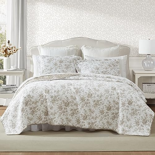 Laura Ashley - Queen-Bettw sche-Set, wendbar, florales Baumwoll-Bettw sche mit passenden Kissenbez gen, Heimdekoration f r alle Jahreszeiten (Walled Garden Brown, Queen)