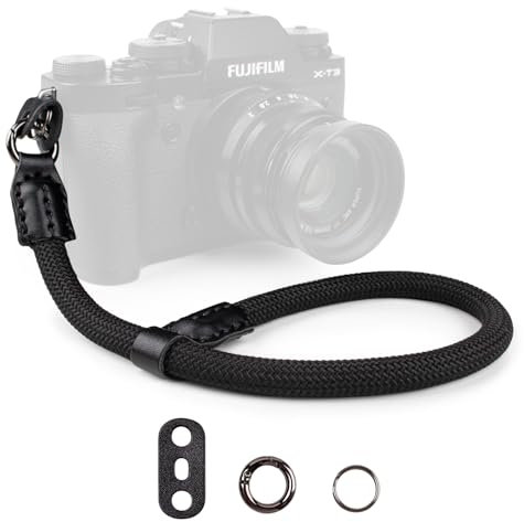 VOVMOEYA Dragonne Appareil Photo,Dragonne de Poignet pour Appareil Photo Sangle Poignet Appareil Photo pour Sony A6000 A6400 A6700 A7IV Canon eos Nikon Fujifilm - Noir