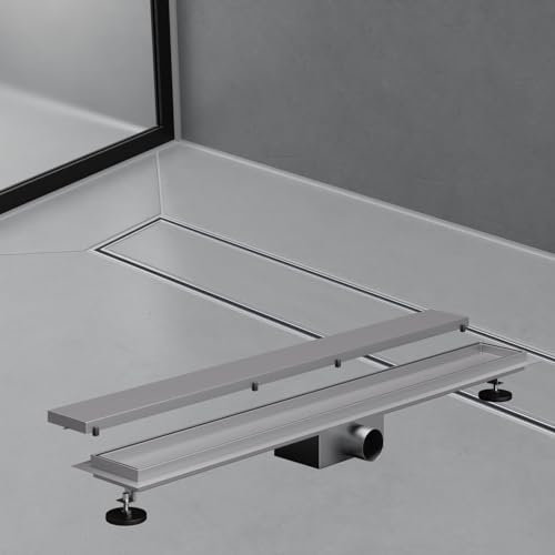 HAGO24 Duschrinne in Silber I 70 cm I 2in1 Bodenablauf Dusche aus Edelstahl I Hochwertige Ablaufrinne Dusche mit Haarsieb I Duschrinne befliesbar & individuell anpassbar I Stilvoller Duschablauf