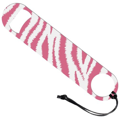 GLOBLELAND Abridor de botellas de cerveza con diseño de cebra rosa de 7 pulgadas, abridor de botellas de cerveza con temática de cebra, abridor de botellas de acero inoxidable, llave de barra para