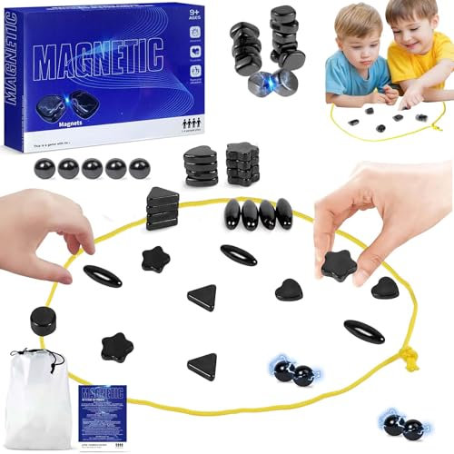 Sunshine smile Magnetspiel Schach,Schach Magnetisch,Kampfschach Magnetisch,Magnetisches Schachspiel Steine,Tisch Magnetspiel,Puzzle Checkers Spiel,Tragbares Schachbrett-Party Für Familientreffen