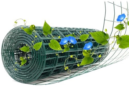 Clôture métallique soudée de 5,1 x 7,6 cm 16 GA, rouleau de grillage métallique enduit de PVC pour protection des plantes de cour, filet de volaille (61 x 15,2 m)