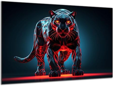 DARO Design - Wand-Bild 6mm HDF 84x56 cm Neon Tiger frontal - Wand-Deko Bilder Wohnzimmer