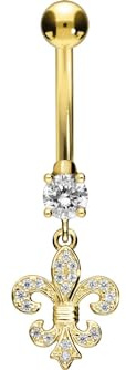 PIERCINGLINE 18 Karat Gold Bauchnabelpiercing mit LILIE Bananabell Piercing Gelbgold