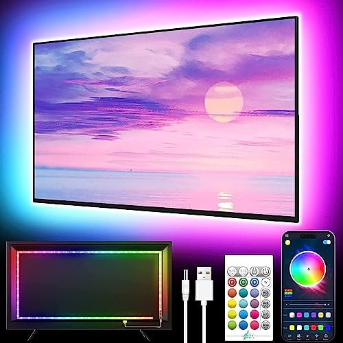 GIPOYENT LED-Leuchten für TV, 5M LED TV-Hintergrundbeleuchtung, für 45-75 Zoll TV, Musik Sync LED TV-Licht mit Bluetooth-Funktion - RGB-Farbwechsel-Lichtstreifen für Heimkino (16.4FT for 45-75 TV)