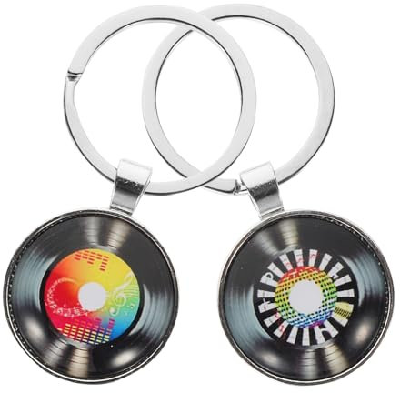 Luxshiny Porte-Clés Disque Vinyle 2 Pièces Pendentif Musique Vintage Métal Léger Accessoire Créatif Pour Clés Et À Dos Idéal Cadeau