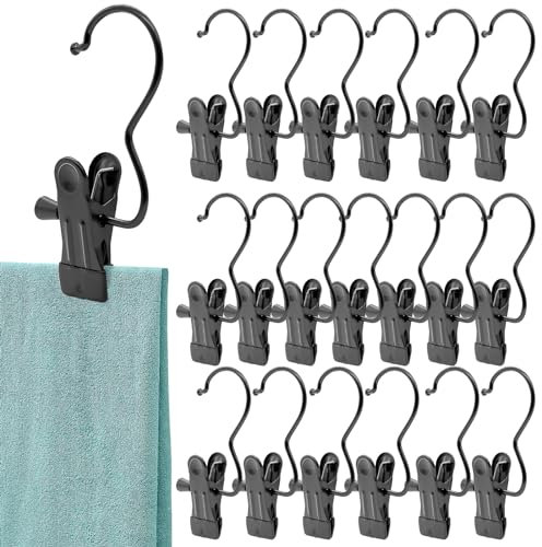 Piuluvor® 20 perchas para pantalones, pinzas para la ropa, perchas de metal, percha giratoria de 360°, gancho antideslizante para pantalones, zapatos, toallas