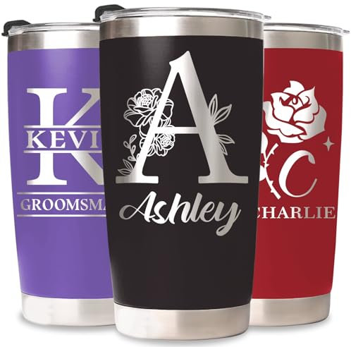SECOGM 20OZ Personalised Coffee Travel Mug with Text Name Gifts for Men Women Insulated Travel Cup with Straw and Lid-Stainless Steel Travel Mug 20 Oz (20oz-Name)