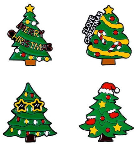 Sunruchao Merry Christmas Cartoon Christmas Tree Enamel Brooch Badge Xmas Pin Cute Enamel Pin Set for Clothes Bags Backpack for Women Girls
