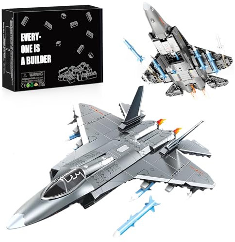 HIGH GODO F-35 Kampfjet Lightning II Flugzeug Klemmbausteine Bauspielzeug 1:40 Fighter 621 Teile 40 cm Lang, ww2 Kampfflugzeug Bausteine Set Creator Geburtstags für Jugendliche or Erwachsene
