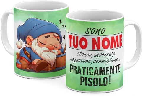 Generico StudioPixelStore Tazza Personalizzata – Idea Regali Personalizzati – Mug Personalizzabile con i Sette Nani – Tazze in Ceramica per la Colazione per il tuo Umore – (pisolo)