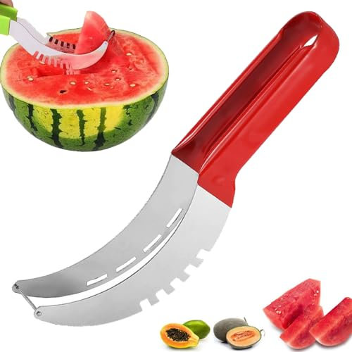 coupe tranche de pastèque,Coupe-pastèque,pour Pastèque Melon Acier Inoxydable Pastèque Couteau À Pastèque,watermelon Cutter,coupe Pasteque Et Melon,Découpe Pastèque En Acier Inoxydable, Melon, Papaye
