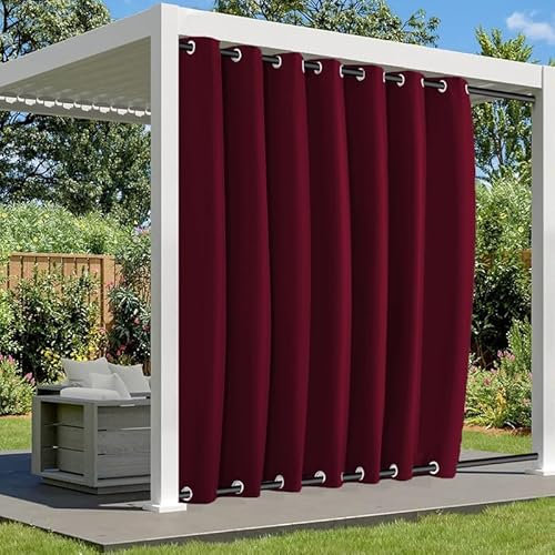 BliRiki Outdoor Vorhänge Wetterfest Sonnenschutz, Outdoor Vorhang mit Ösen Oben und Unten, Wasserdicht Outdoor Gardinen für Pavillon Terrasse Veranda | 1 Stück, Burgunderrot, B213xH213cm