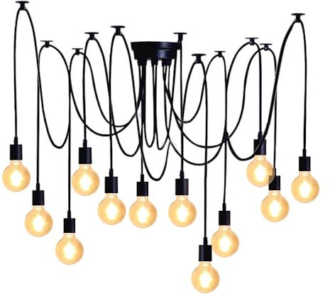 Chao Zan Kronleuchter Industrie Hängelampe, Spinne Pendelleuchte Vintage, DIY Deckenleuchte Pendellampe für Schlafzimmer Wohnzimmer Esszimmer (12 Köpfe)