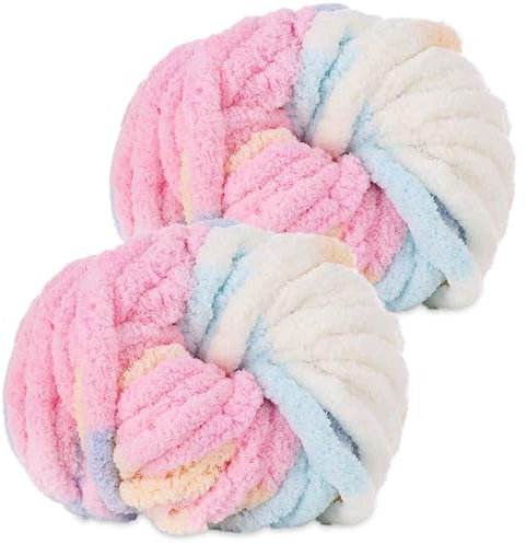 YushengTai Dicke Wolle, 2 Stück 500g Farbe Chunky Wolle, Dicke Wolle zum Häkeln Kann zum Stricken von Kissen, Decken, Schals und Mützen Sowie Haustierbetten Verwendet Werden