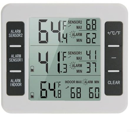 Kühlschrankthermometer mit kabellosem Alarm, 12 Sensoren Gefrierschrank-Temperaturanzeige (1 x Sensor)