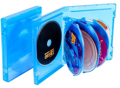 BOATISLE Lot de 2 boîtiers Blu-ray/DVD/CD pour 8 disques (peut contenir 8 disques) 20 mm Bleu transparent