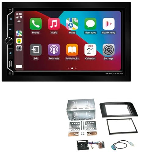 ESX VMX700DAB 2-DIN Autoradio kompatibel mit Wireless Apple CarPlay Android Auto Bluetooth DAB+ passend für Mercedes Benz M-Klasse 2005-2011 ohne Canbus
