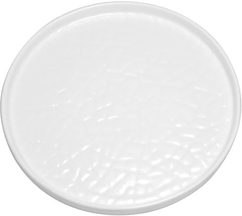 Ceramic Round Bathroom Vanity Tray, 7.5 Decorative Perfume Candle Holder Tray for Dresser Top (White)