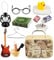 Cadimus 13Pcs Miniatur Wichtel Zubehör,Miniatur Koffer,DIY Wichtel Reise Accesorios,Mini Puppenhaus Zubehör zu Weihnachten,Enthält Zahnbürste, Zahnpastamodell, Bücher, Brille, Kleiderbügel, Gitarre