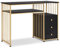 M MCombo Schreibtisch mit Schubladen, Schminktisch ohne Spiegel Schwarz-Gold, Nageltisch aus Holz Metallgestell, Computertisch Wohnzimmer Modern, 45,5 x 109 x 81cm, 2407