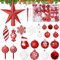 Palline di Natale Infrangibili - 130 Pezzi Ornamenti Glitter per Albero, Matrimoni e Decorazioni Festive (Rosso)