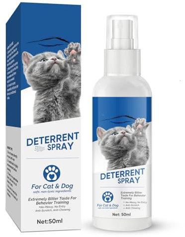 Cat Repellent Spray, Cat Deterrent Spray for Furniture, Effective Cat Deterrent Indoor & Outdoor for Pet Behavior Training, 50ml