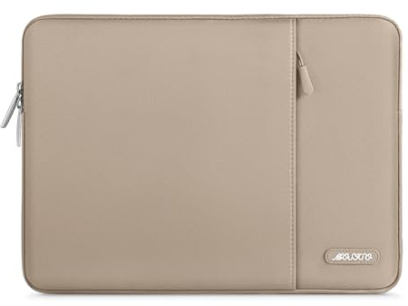 MOSISO Laptop Hülle Tasche 14 Zoll, 14 Zoll Laptoptasche Kratzfest | Ultraleicht, Ultradünn Polyester Vertikale Laptophülle mit Fronttasche für HP Lenovo Dell ASUS Acer, Taupe Braun