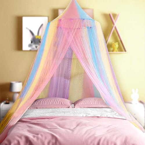 Zanzariera Letto,0.6 * 2.5 * 10.5m Baldacchino per letto Bimbi/matrimoniale/Singolo con Kit completo per sospensione,Baldacchino per letto matrimoniale,Zanzariera campeggio Universale Cupola-Colore