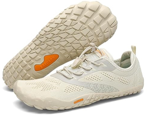 SAGUARO Zapatilla Minimalista Hombre Zapatillas de Trail Running Mujer Zapato Descalzo Beige Gr.43