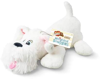 Basic Fun Pound Puppies Weighted Snuggles Plush – White with Fluffy Beard – Calming Comfort Toy with Soft Weighted Body – Classic Huggable Style for Kids & Fans