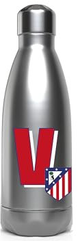 CyP Brands Atlético de Madrid - Botella Agua de Acero Inoxidable, Cierre Hermético, con Diseño Letra V en Rojo, 550 ml, Color Metalizado, Producto Oficial (CyP